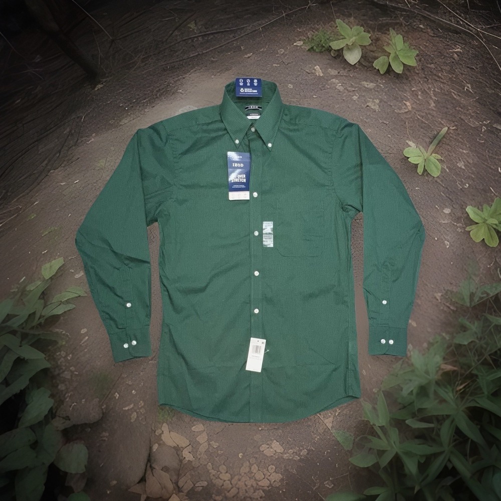 Izod All-over Stretch LS Regular Fit Shirt Men's Size (14-14.5 32/33 Small) NWT‎